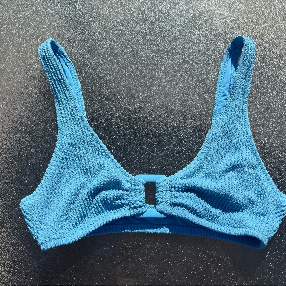 Aerie Shimmery Crinkle Ring Wide Strap Scoop Bikini Top